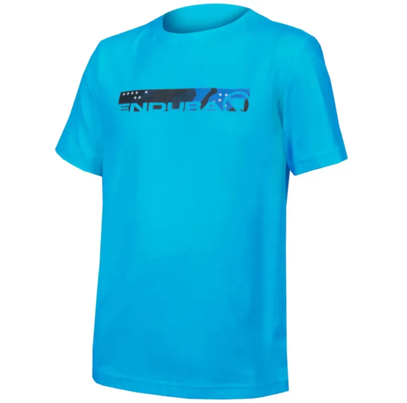 Endura Kid's One Clan Organic Tee Camo Electric Blue